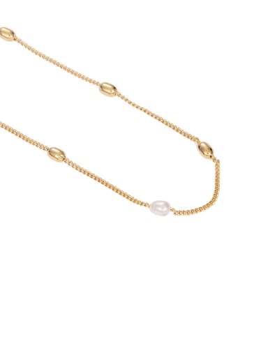 Brass Bead Oval Minimalist Necklace