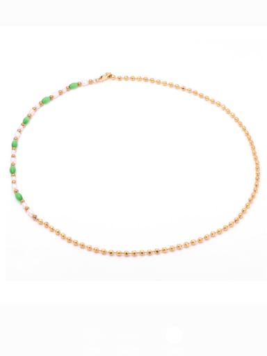 Brass Imitation Pearl Geometric Minimalist Beaded Necklace