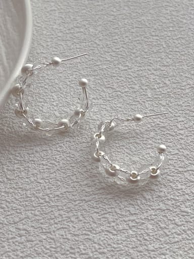 G191 white Crystal Earrings Brass Bead Geometric Minimalist Earring