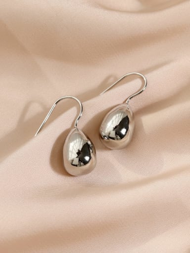 white K Brass Smooth Water Drop Minimalist Hook Earring