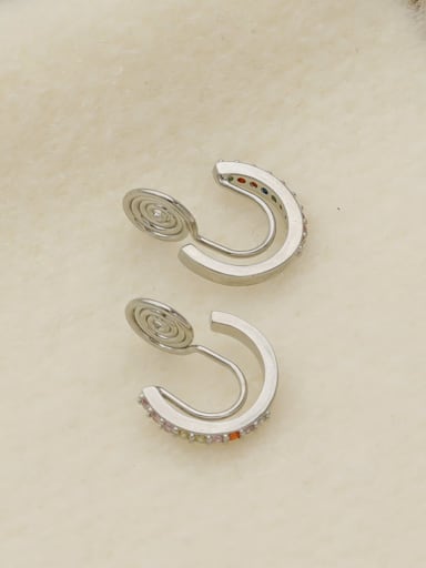 Brass Cubic Zirconia Geometric Minimalist Clip Earring