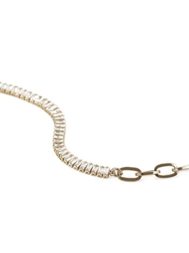 Brass Cubic Zirconia Geometric chain Vintage Necklace