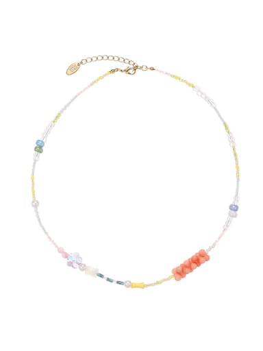 Brass Glass beads Multi Color Geometric Trend Necklace