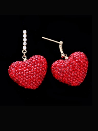 Brass Rhinestone Heart Minimalist Cluster Earring