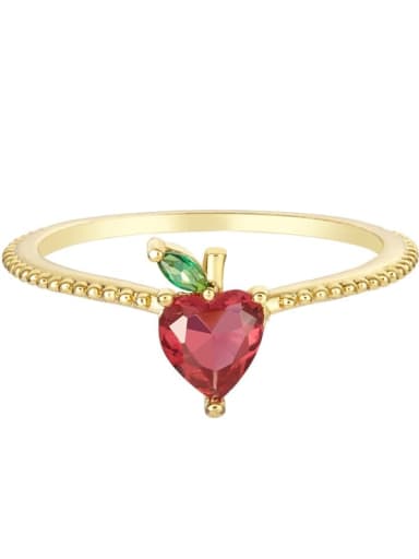 Apple Brass Cubic Zirconia Multi Color Friut Cute Band Ring