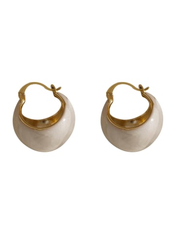 Brass Enamel Round Minimalist Huggie Earring