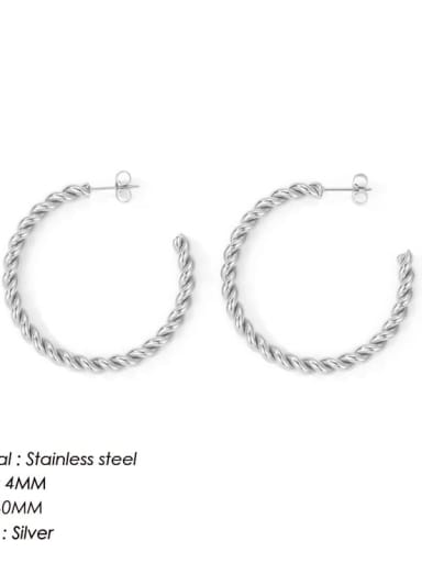 40MM steel color YE35955 Stainless steel Geometric Minimalist Twist C Shape Stud Earring