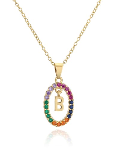 B Brass Cubic Zirconia Letter Trend Necklace