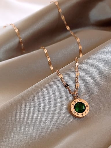 Titanium Crystal Green Number Trend Number Necklace