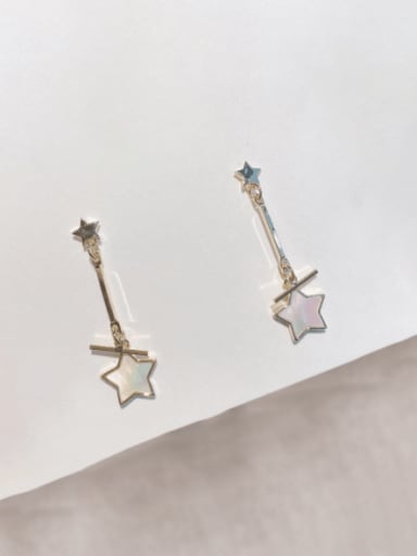 Brass Shell  Trend Five Pointed Star  Drop Earring