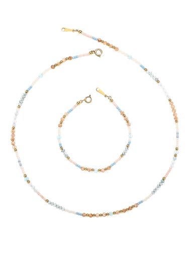 Brass Glass beads Geometric Trend Beaded Necklace
