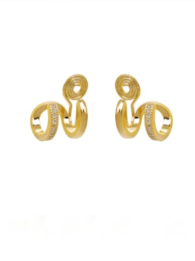 Brass Cubic Zirconia Irregular Minimalist Clip Earring