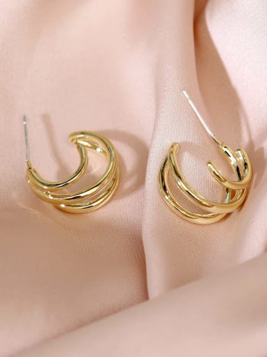 14k Gold Brass Geometric Minimalist Stud Earring