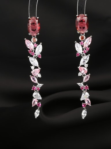 ?? Brass Cubic Zirconia Flower Luxury Cluster Earring