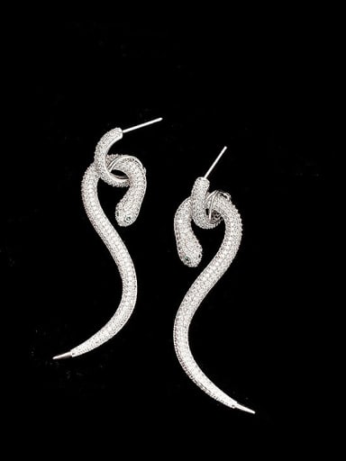 Brass Cubic Zirconia Snake Trend Drop Earring