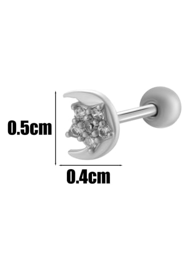 2# Platinum--Single Brass Cubic Zirconia Bowknot Moon Cute Single Earring