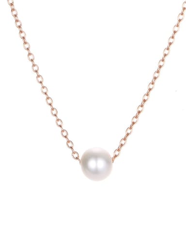 rose gold Stainless steel Imitation Pearl Geometric Minimalist Necklace