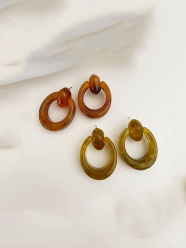 J86 amber resin acrylic Alloy Resin Geometric Vintage simple water drop Drop Earring