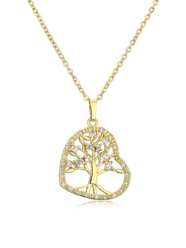 22835 Brass Cubic Zirconia Tree Hip Hop Necklace