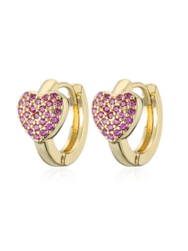 40784 Brass Cubic Zirconia Heart Vintage Huggie Earring