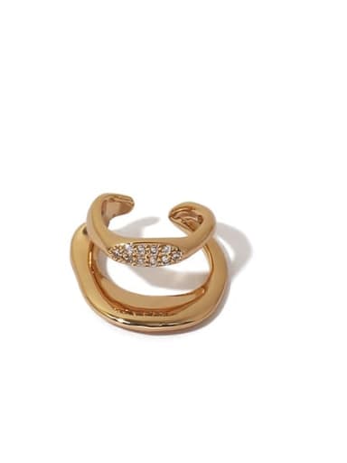 Brass Rhinestone Geometric Vintage Clip Earring