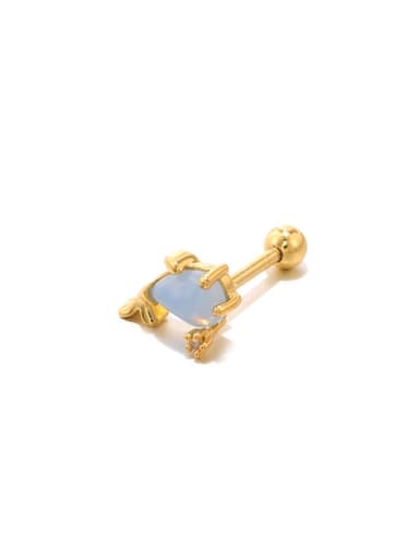 Brass Cubic Zirconia Multi Color  Minimalist Ocean animal Single Earring