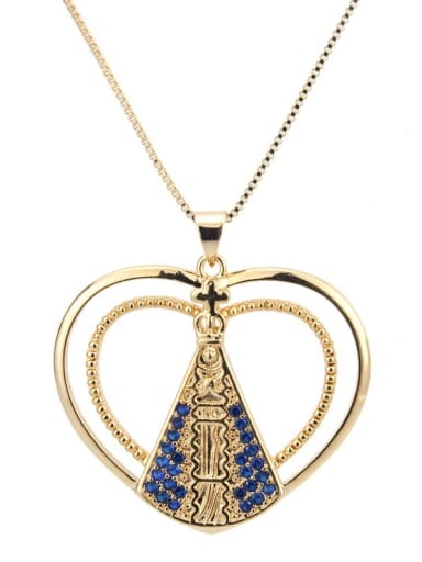 Brass Cubic Zirconia Heart Ethnic Regligious Necklace
