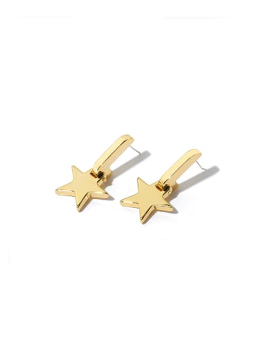 Brass Smooth Pentagram Minimalist Stud Earring