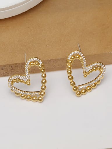 Light Gold Brass Heart Minimalist Stud Earring