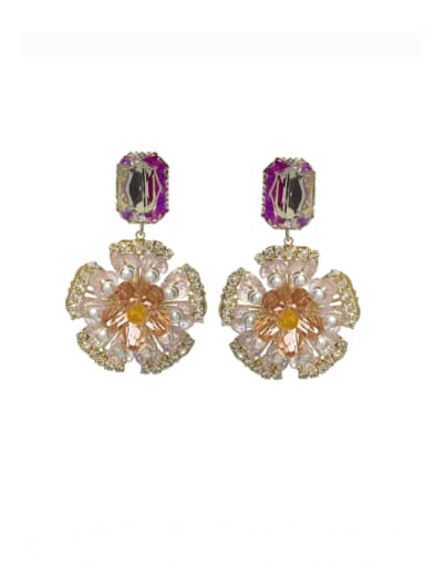 Brass Imitation Pearl Flower Luxury Cluster Earring