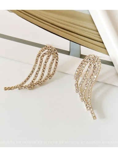 Copper Rhinestone Wing Luxury Stud Trend Korean Fashion Earring