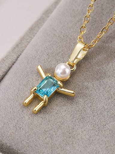 23040 Brass Imitation Pearl Girl Cute Necklace