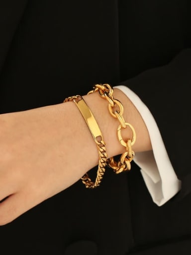 Brass  Hollow Geometric Chain Artisan Link Bracelet