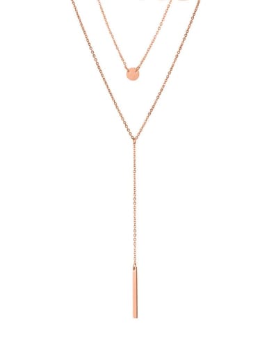 rose gold Stainless steel Tassel Minimalist Multi Strand Necklace