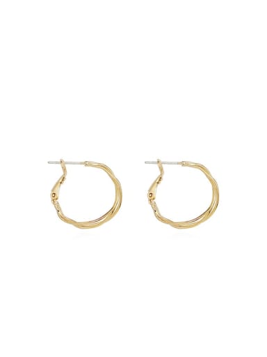 14K gold Brass Imitation Pearl Geometric Vintage Hoop Trend Korean Fashion Earring