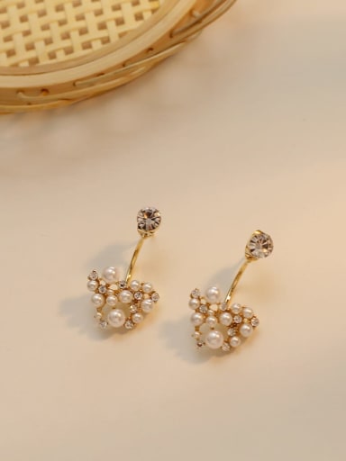 Copper Imitation Pearl Heart Ethnic Drop Trend Korean Fashion Earring