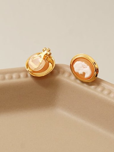 Brass Acrylic Oval Vintage Clip Earring