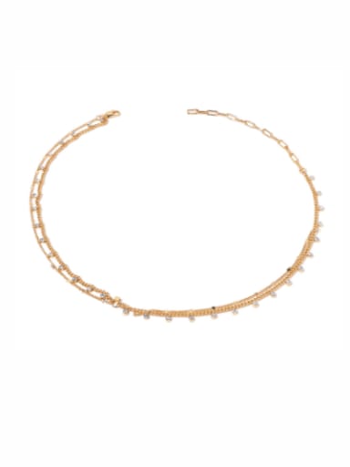Brass Imitation Pearl Star Vintage Multi Strand Necklace