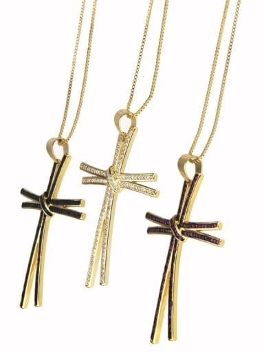 Brass Rhinestone Cross Dainty Regligious Necklace