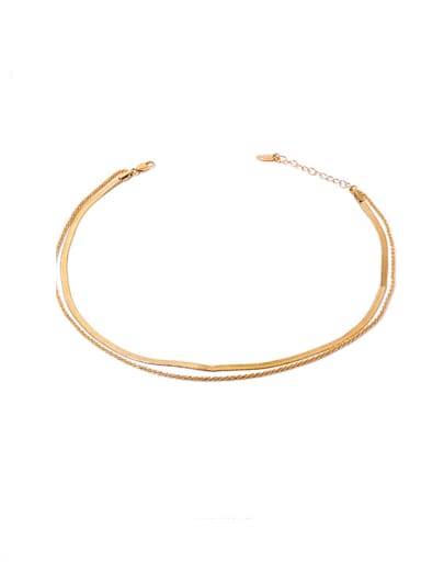 Gold double layer Necklace Brass Snake Artisan Multi Strand snake bone chain  Necklace