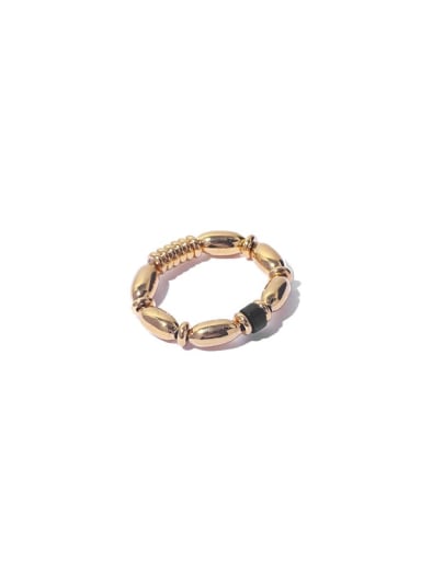 Gold single agate Brass Bead Geometric Vintage Band Ring