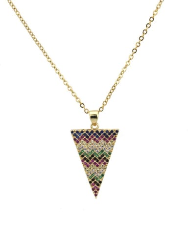 Brass Cubic Zirconia Multi Color Triangle Dainty Necklace
