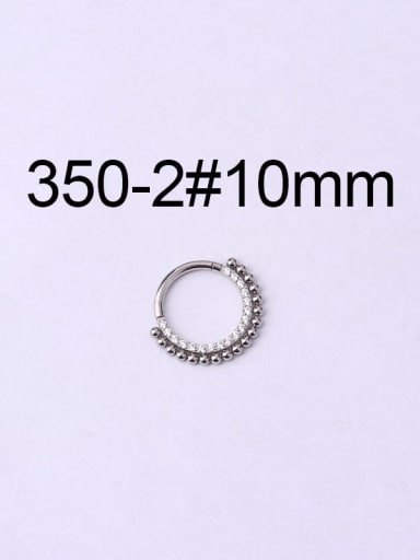 2 #10MM Stainless steel Rhinestone Geometric Hip Hop Nose Rings(Single Only One)
