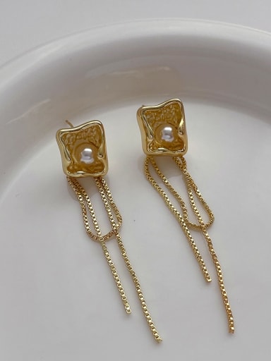 Brass Geometric Tassel Minimalist Drop Earring