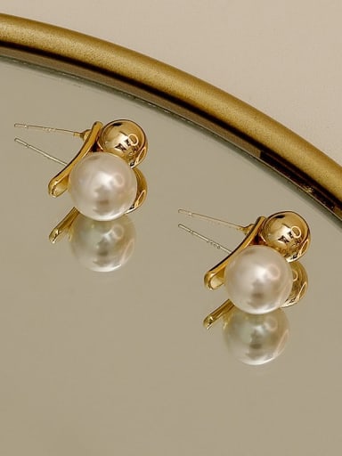 Copper Imitation Pearl Ball Minimalist Stud Trend Korean Fashion Earring