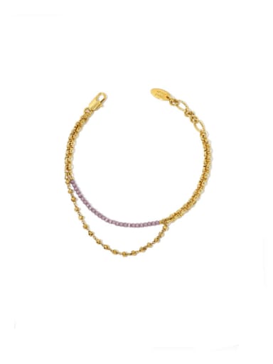 Opal Bracelet Brass Cubic Zirconia Geometric Vintage Link Bracelet