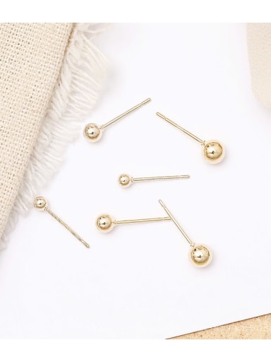14K  gold Copper   Smooth Round Minimalist Stud Trend Korean Fashion Earring