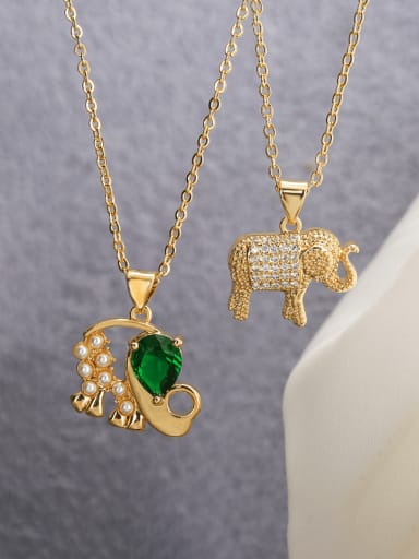 custom Brass Cubic Zirconia Elephant Hip Hop Necklace