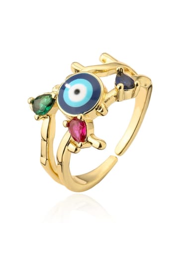 13062 Brass Enamel Cubic Zirconia Evil Eye Trend Band Ring