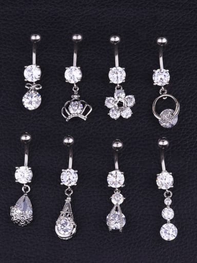 Stainless steel Cubic Zirconia Flower Hip Hop Belly studs & Belly Bars